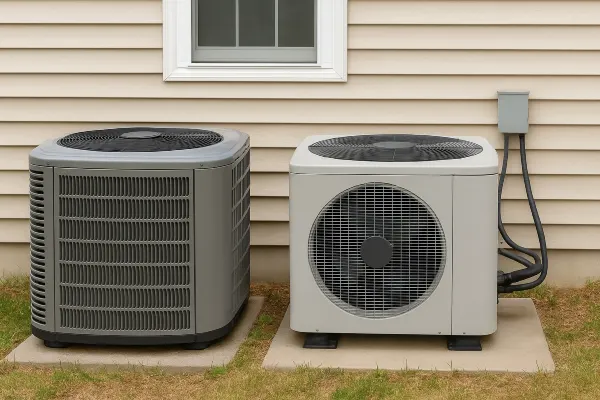2 AC units outside the house on a concrete slabs next to each other from Austin Air Conditioning Repair in Austin, TX - Austin Air Conditioning Service